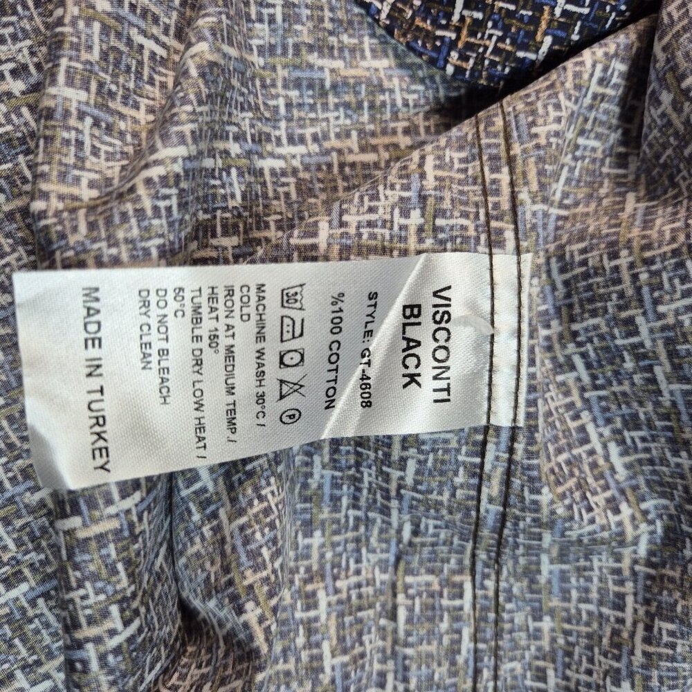 Visconti Black Shirt Men's Size S Blue Multi Button Up Long Sleeve Stretch (51) - Picture 9 of 9